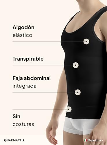 Camiseta reductora hombre Farmacell con control de abdomen faja invisible de algodón elástico 5
