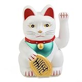 Statue de caissier électrique en forme de chat porte-bonheur de 20,3 cm, complément parfait pour les ouvertures de nouveaux magasins et les espaces vibrants (blanc)