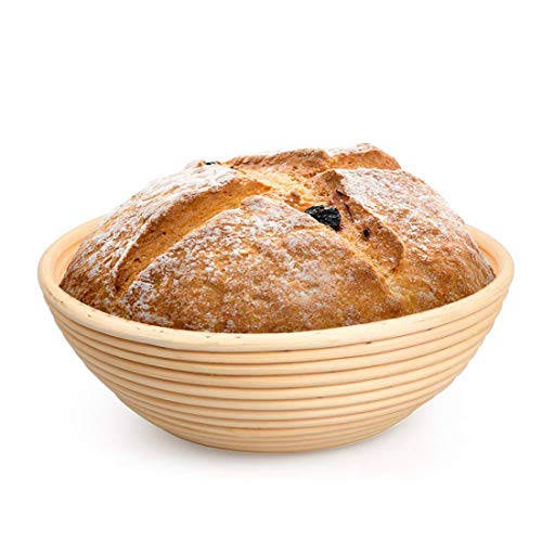 Cesta de Prova de Pão Redonda Souarts para Padeiros Profissionais Inclui Forro de Linho de Massa e T