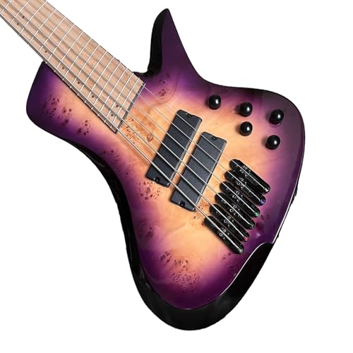 CoByda Fanned Freet 6 cordes pour guitare basse électrique Violet Burst Quilt Maple Top Freet en acier inoxydable - Les Beatles, Paul McCartney, John Lennon, RIngo Starr, George Harrison CoByda Fanned Freet 6 cordes pour guitare basse électrique Violet Burst Quilt Maple Top Freet en acier inoxydable – Image 3