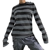 Maglietta da Donna a Maniche Lunghe Y2k Top Maglione Ampio estetico Harajuku Felpa Camicetta Punk (Nero, M)