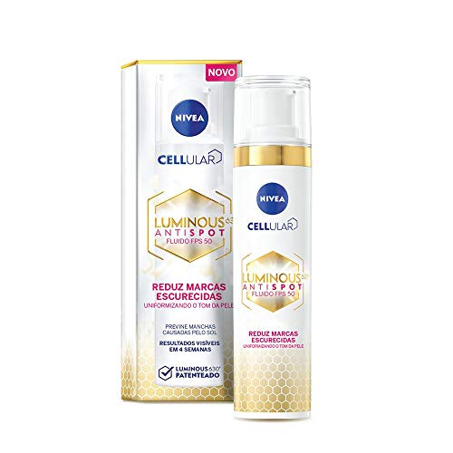 NIVEA Fluido Facial Protetor Cellular Luminous 630 FPS 50 40ml - Reduz e previne manchas escurecidas, uniformiza o tom da pele e conta com Ácida Hialurônico, Vitamina E e filtro contra os raios UVA/UVB em sua fórmula 1 41ZmlatNxhL