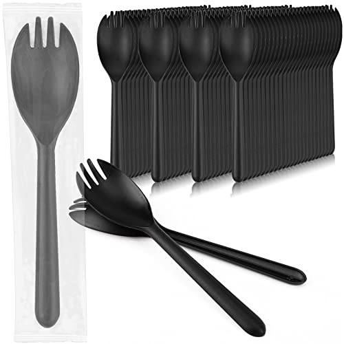 Eusoar 100Pcs 5Oz 125Ml Mini Muffin Liners Cups With Lids, 100Pcs 5.5"X1.2" Disposable Plastic Sporks #TOP2