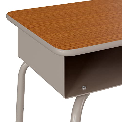 Image of Flash Furniture Metal Student Desk, Walnut /Silver