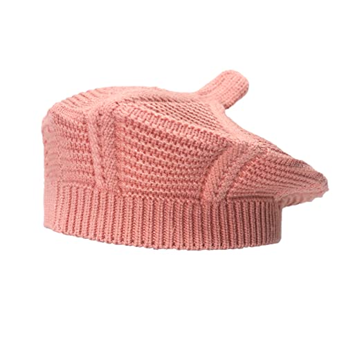 Little Girls Beret Hat French Artist Knit Hat Warm Knitted Beret for Kids Fashion Toddler Baby Beanie (Pink)