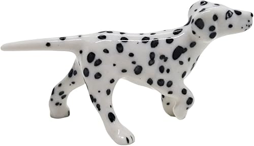Miniatura 7 de WitnyStore Pequeña figura de perro dálmata de 2 pulgadas, color blanco y negro, pintada a mano, hecha a mano, de cerámica, cachorros, perros,