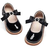 Kiderence Toddler Little Girl Mary Jane Dress Shoes School Oxford for Girls Black Flats Size 13M