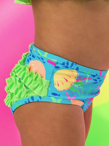 Image of RuffleButts Girls UPF50+ Sun Protection Flounce Bikini Two Piece Swimsuit