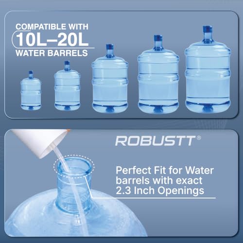 Image of Robustt Water Dispenser Pump for 20 Litre Water Bottle | USB Type-C Rechargeable Electric Water Can Dispenser | One-Touch Drinking Water Dispenser for Home, Office & Outdoor Use | White