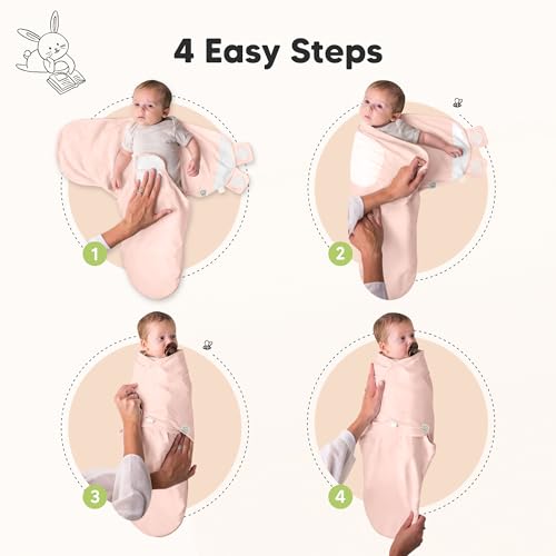 Image of 3-Pack Organic Baby Swaddle Sleep Sacks - Swaddles for Newborns, Infant 0-3 Months, Baby Girls, Boys, Soft & Snug Newborn Sleep Sack, Nursery Swaddling Blankets (Angelic, XS)