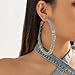 BETHYNAS Boho Denim Circle Hoop Earrings Chunky Cool Fabric Casual Street Style Earrings Exaggerated Round Ear Jewelry for Women (Big)
