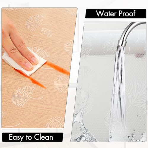 Image of Cooyes Shelf Liner, Non Adhesive Drawer and Cabinet Liner, EVA Washable Oil-Proof Shelf Paper for Kitchen Cabinets, Refrigerator, Storage, Desks with Modern Pattern