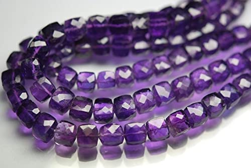 Améthyste violette en cubes facettés 3D de 6-7mm pour création de bijoux DIY