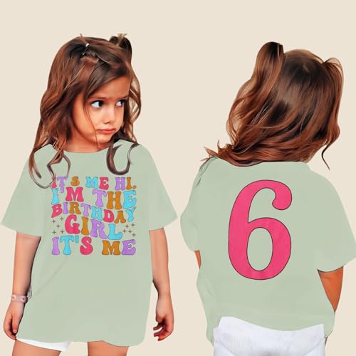Image of Its Me Hi Im The Birthday Girl Its Me Birthday Girl Shirt Kid B-Day T-Shirt Party Tee Outfit Short Sleeve Tops 6-12Y