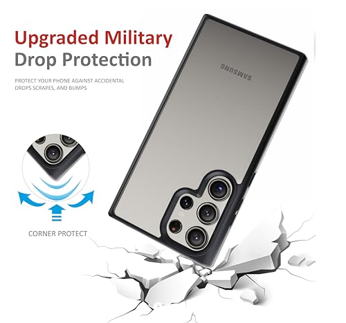 Image of Case for Samsung Galaxy S23 Ultra, [Anti-Yellowing Technology] [Military Grade Drop Protection] Shockproof Slim Hybrid Phone Case for Samsung Galaxy S24 Ultra 5G - Carbon Black