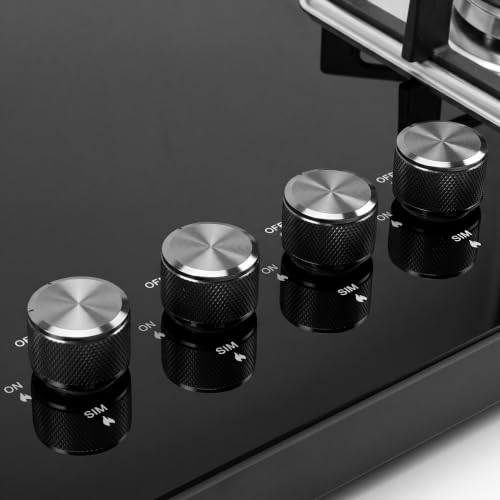Image of Sunshine Shine 4 Burner Gas Stove | 4 Burner Glass Hob Top Cooktop | Warranty By Sunshine - 10 Year On Glass & Burner, Auto Ignition, LPG Ready & PNG Compatible (Premium - Black)