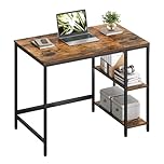 VASAGLE Computer Desk, Office Desk, 100 x 50 x 76 cm, Industrial Style, for Study, Bedroom, Living Room, Rustic Brown and Ink Black LWD046B01