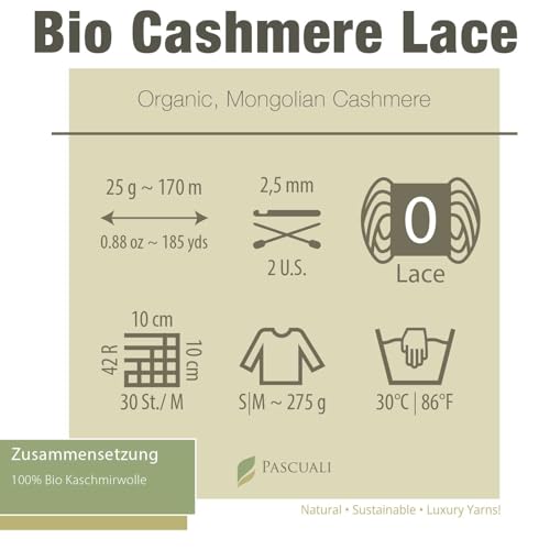 Kaschmir-Wolle Pascuali Bio Cashmere Lace 100% Kaschmir