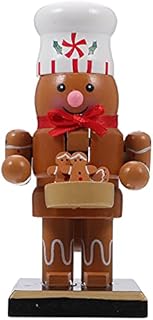 Amosfun Wooden Nutcracker Gingerbread Figures Decor Festive Christmas Decorations for Shelves Table Fireplace Desk Collectible Figurine