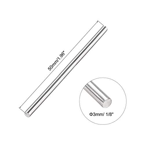 sourcing map 10 Stück 304 Metallstangen Garten, 3mm x 50mm Metallstäbe für DIY Handwerk, Motorrad, Deko, Garten