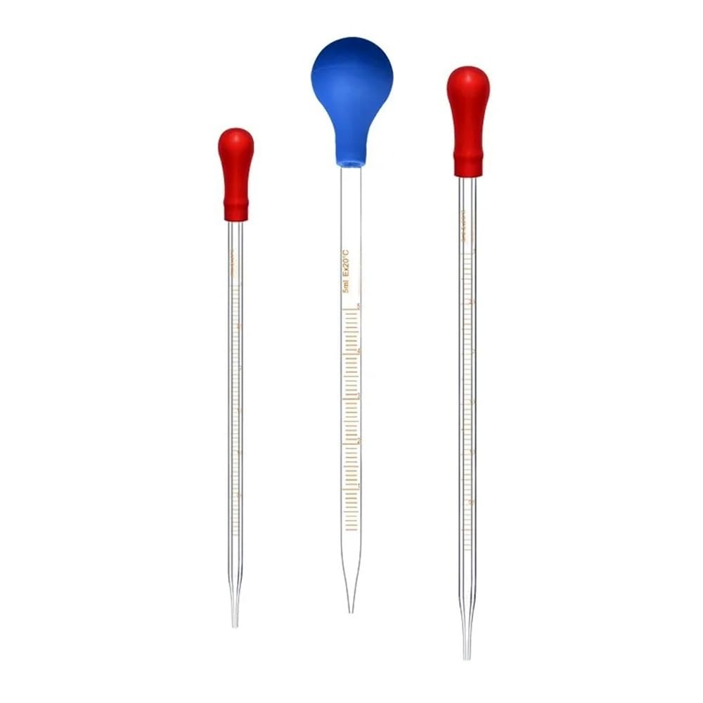 gotero de vidrio, goteros de laboratorio, Gotero de pipeta graduada vidrio con cabezal goma 0,5 a 10 ml(10ml)