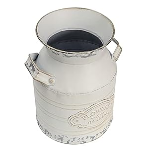 Rustic Galvanized Milk Can Jug Vase,Metal Shabby Chic Vase Primitive French Country Style Farmhouse Vase Decorative Flower Holder for Living Room, Bedroom, Kitchen - 7.9" Rustic Galvanized Milk Can Jug VaseMetal Shabby Chic Vase Primitive French Country Style Farmhouse Vase Decorative Flower Holder for Living Room Bedroom Kitchen 79