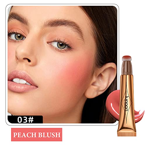 Liquid Blush Beauty Wand, Cream Face Highlighter Contour Bronzer Stick With Cushion Applicator, Easy To Blend, Smooth Creamy Finish Face Shaping Contouring Highlight Makeup (Peach Blush Wand) #TOP1