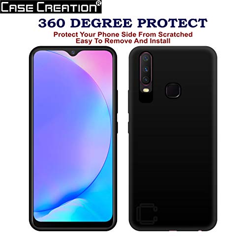Image of Case Creation for VivoY17 2019 Back case, Vivo Y17 Slim Flexible Smart Look case with 360 Camera All Angle Protection (Pure Black)