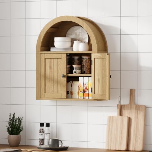 Image of ChooChoo Arched Wall Cabinet, Double Door Medicine Cabinet with Shelf