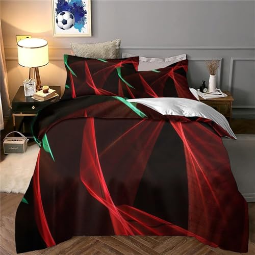 Housse de Couette 3D Conception de Mouvement Rouge Abstraite Microfibre Douce Super King