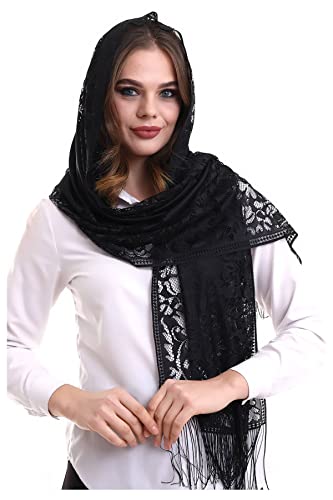 ihvan online, Lightweight Shawl for Women, Head Scarves Hijab, Soft Tulle Shawl, Head Covering Chapel Veil Lace Shawl4