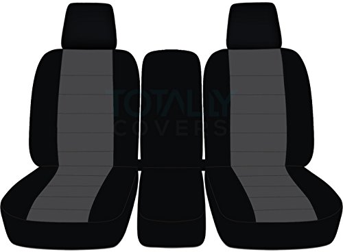 Totally Covers Compatible with 2004-2008 Ford F-150 Two-Tone Truck Seat Covers (Front 40/20/40 Split Bench) w Center Console/Armrest, w/wo Integrated Seat Belts: Black & Charcoal F-Series F150