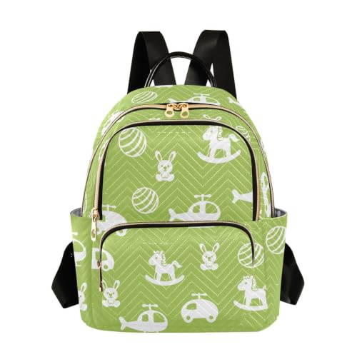 Petit sac à dos pour femme léger et compact vert avion avec motif lapin mignon