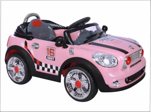 Image of Toyzone Kooper Electric Car - Pink | Rechargeable Car 12 V | Powered by 12 ah Battery | Music Player with Bluetoooth & USB | 6 Month Warranty on Battery | Make in India | for Kids 2+ Years