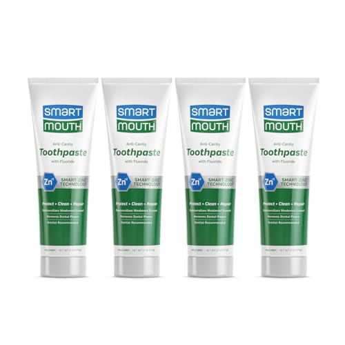 SmartMouth Premium Zinc Ion Toothpaste - Whitening - with Fluoride - Refreshing, Anti-Cavity Toothpaste for Adults - Strengthens Enamel - Mild Mint Flavor, 6 oz (4 Pack)