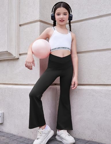 Zaclotre Calça legging feminina flare com bainha dividida cintura alta para ioga bootcut atlética in