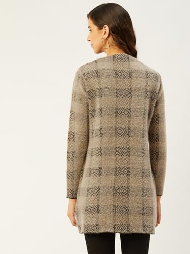 Image of Pivl Women Camel Button Closure Long Sweater for Winter M