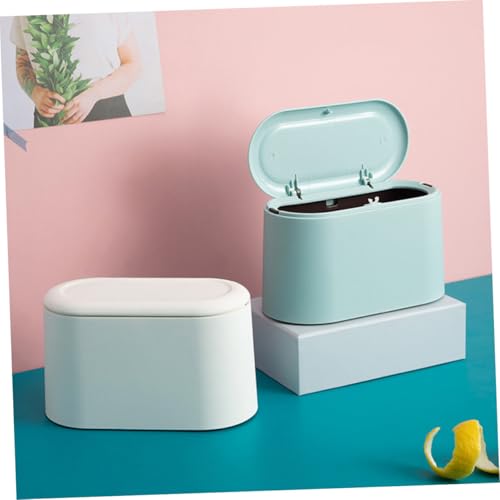 Pequeña caneca de basura rectangular blanca para escritorio miniatura 2
