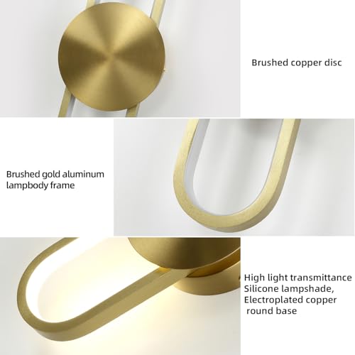 Image of JAYMP Modern Wall Sconce 4000K Dimmable LED Wall Light Fixture, Hardwired Wall Lamp for Living Room, Dining Room, Bedroom, Hallway, Lobby, Entryway, 1 Pack (Brushed Gold, H56cm /22inch)