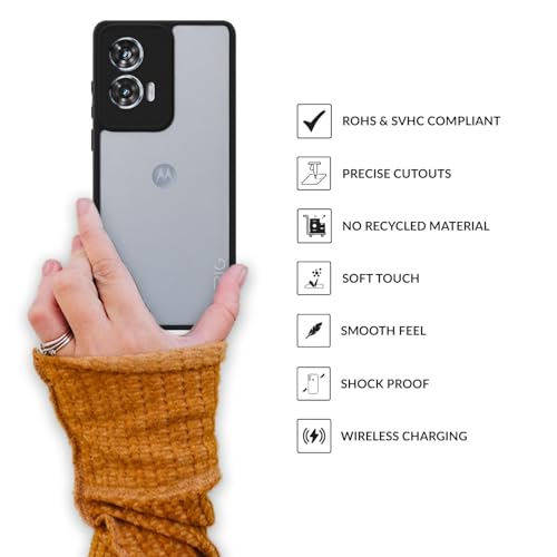 Image of SPRIG Compatible with Moto G96 EdgeTone Back Cover Drop Tested Shock Proof Mobile Case for Men, Women, Boys and Girls with Camera Protection (Black Transparent)