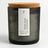 Aspen & Oak White Sand Driftwood Luxury Beeswax Candle - Long Burning Pure Beeswax Candles, Non Toxic, Natural, Clean, Scented Organic Candles, Glass Jar, Cork Lid, 16oz