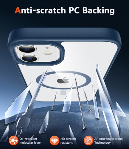 Image of FNTCASE for iPhone 12 Case Clear: iPhone 12 Pro Case Magnetic Phone Cases Compatible with Magsafe Slim Anti Yellowing Military Grade Drop Protection Rugged Protective Transparent Cover (B-Blue)