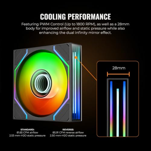 Image of Thermaltake Black SWAFAN 120 EX Infinity ARGB Infinity Mirror Hub and Frame