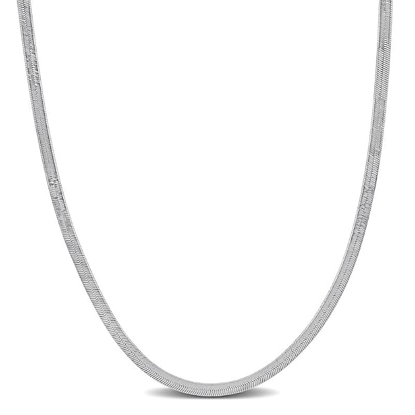 Abbie+Cleo Women's Herringbone Chain Necklace - Italian 925 Sterling Silver, Yellow Gold Plated - Classic Link necklace (Herringbone style - Silver - 16") by Abbie+Cleo - Used condition - US$43.30