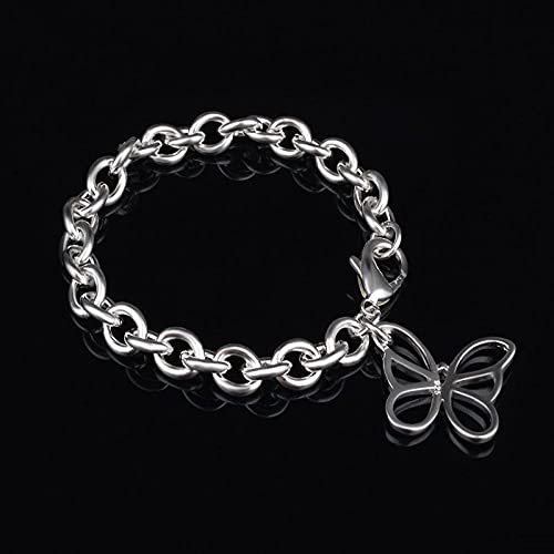 Bracelet manchette argent sterling 925 avec pendentif papillon symbole de complicité