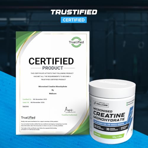 Image of Wellcore Pure Micronised Creatine Powder (33 Servings, Kiwi Kick) For Enhanced Muscle Strength With Rapid Absorption | Creatine Monohydrate | Wellcore Creatine Flavoured - 122g