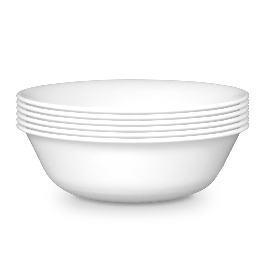 Corelle Vitrelle Glass Winter Frost Cereal Bowl, White, 18 oz, Pack of 6