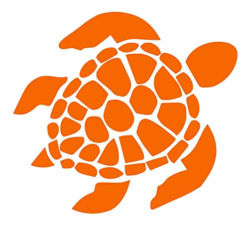 Sea Turtle [Pick Any Color] Vinyl Transfer Sticker Decal for Laptop/Car/Truck/Window/Bumper (10in x 9in, Orange)