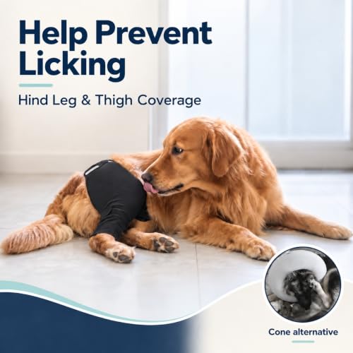 Image of Dog Rear Leg Sleeve to Stop Licking After Wound Surgery Recovery Suit