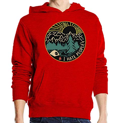Pull à capuche unisexe rouge s avec imprimé humour camping